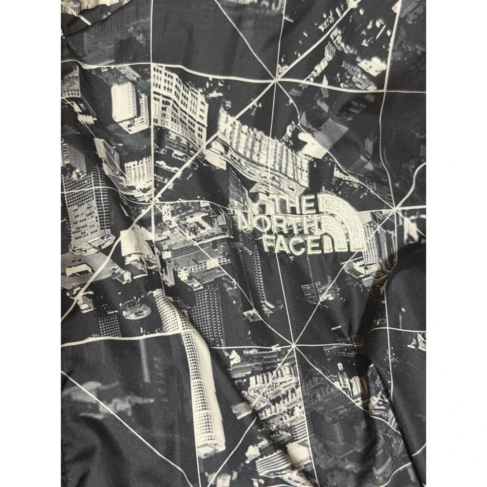 North Face Kingston Hooded Jacket City Grid Print Graphic Quilted Reverse Mens M
